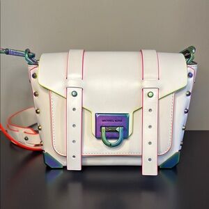 Michael Kors White Crossbody Bag with Geometric Design